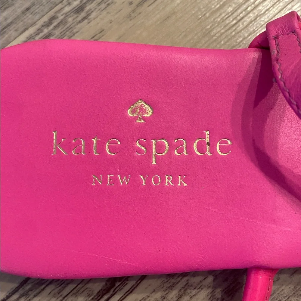 Kate Spade Tracie Flat Sandals Hot Pink Gold Bow Sz 7.5 - Picture 2 of 8